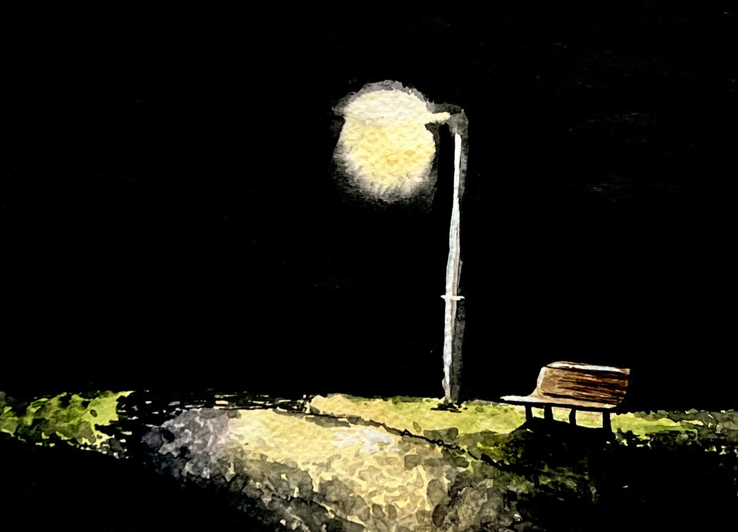 Night Stroll - Watercolor