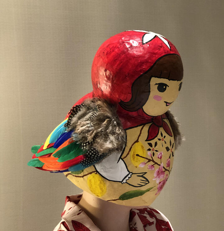 Papier Mâché Bird Babushka